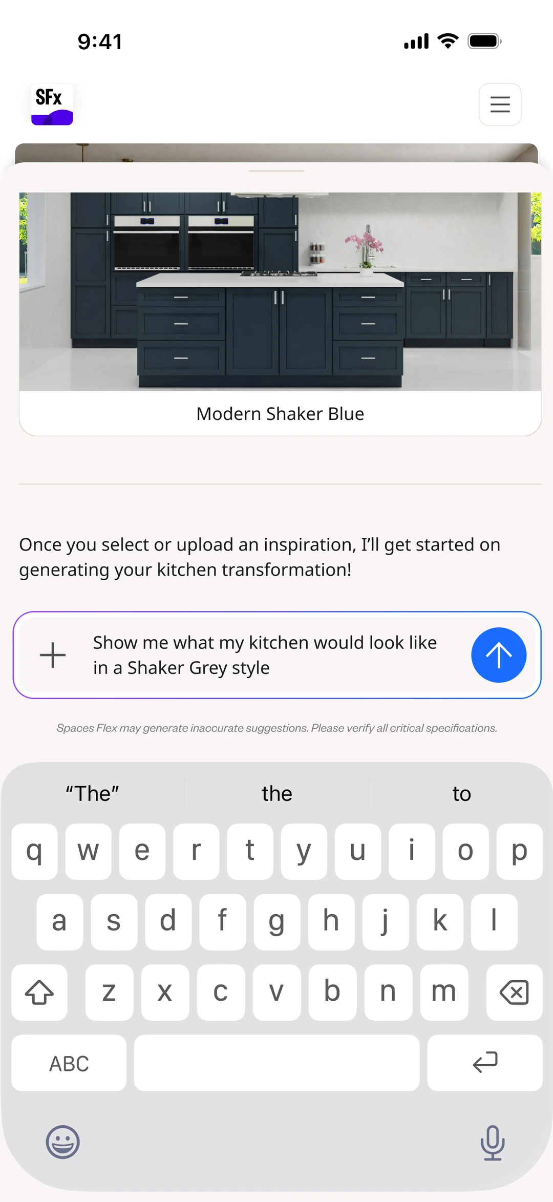 Inspiration style selection.