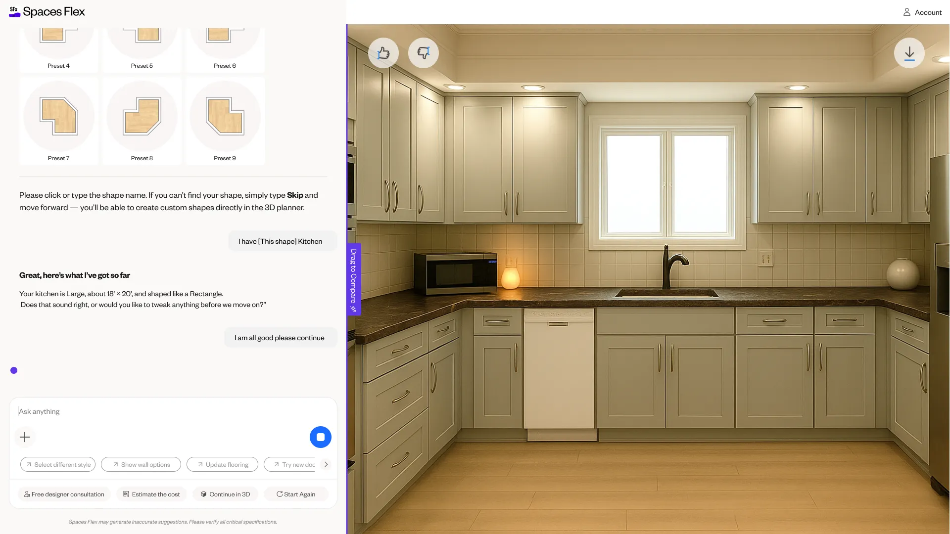 Spaces Flex NLP planner — screen 3.