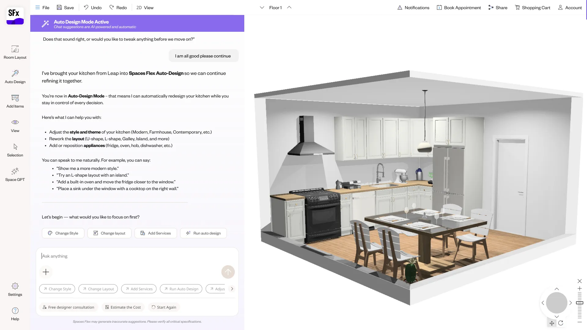 Spaces Flex NLP planner — screen 6.