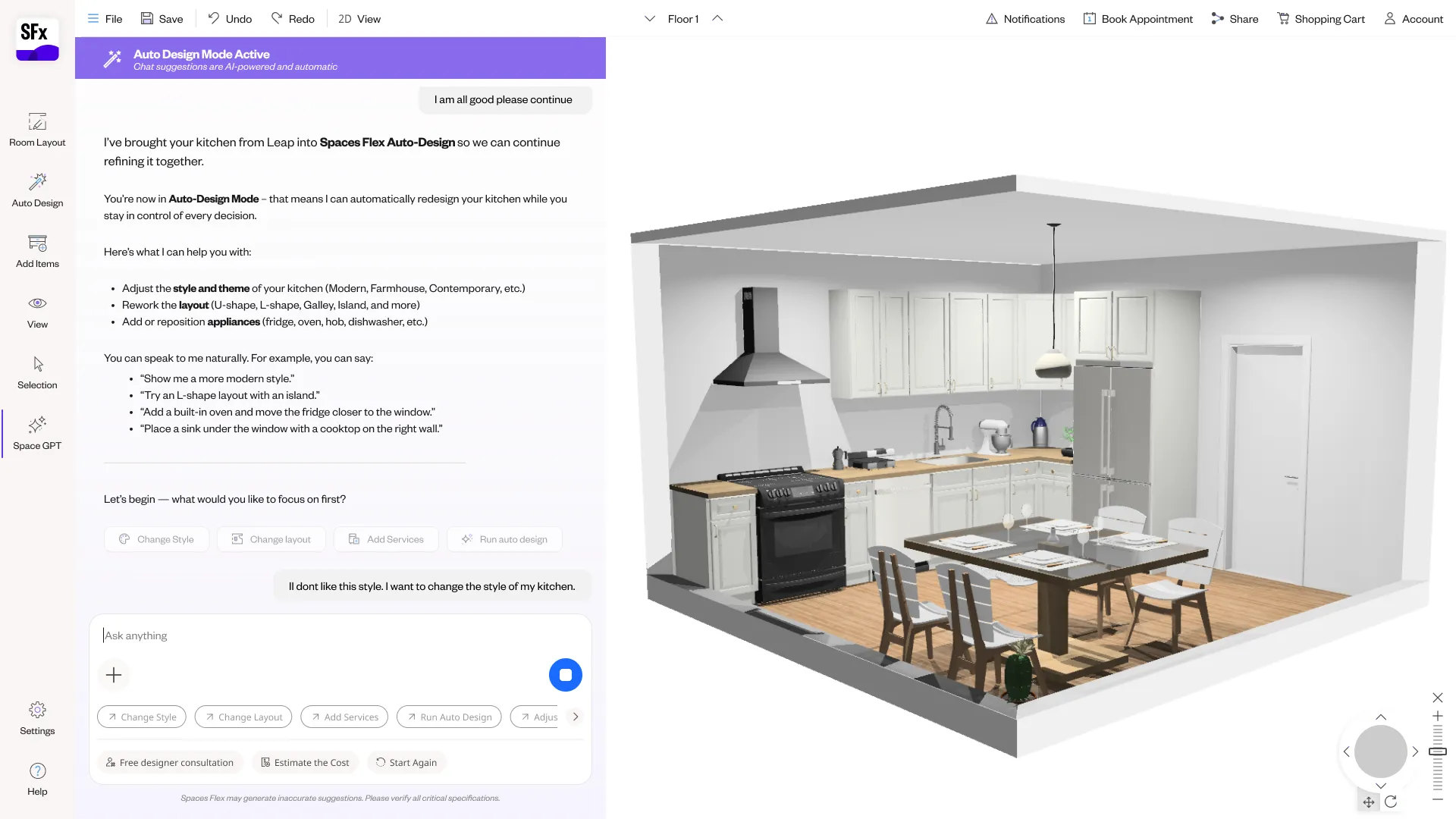 Spaces Flex NLP planner — screen 8.