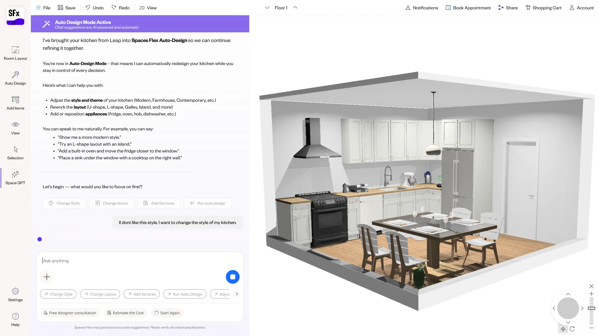 Spaces Flex NLP planner — screen 9.