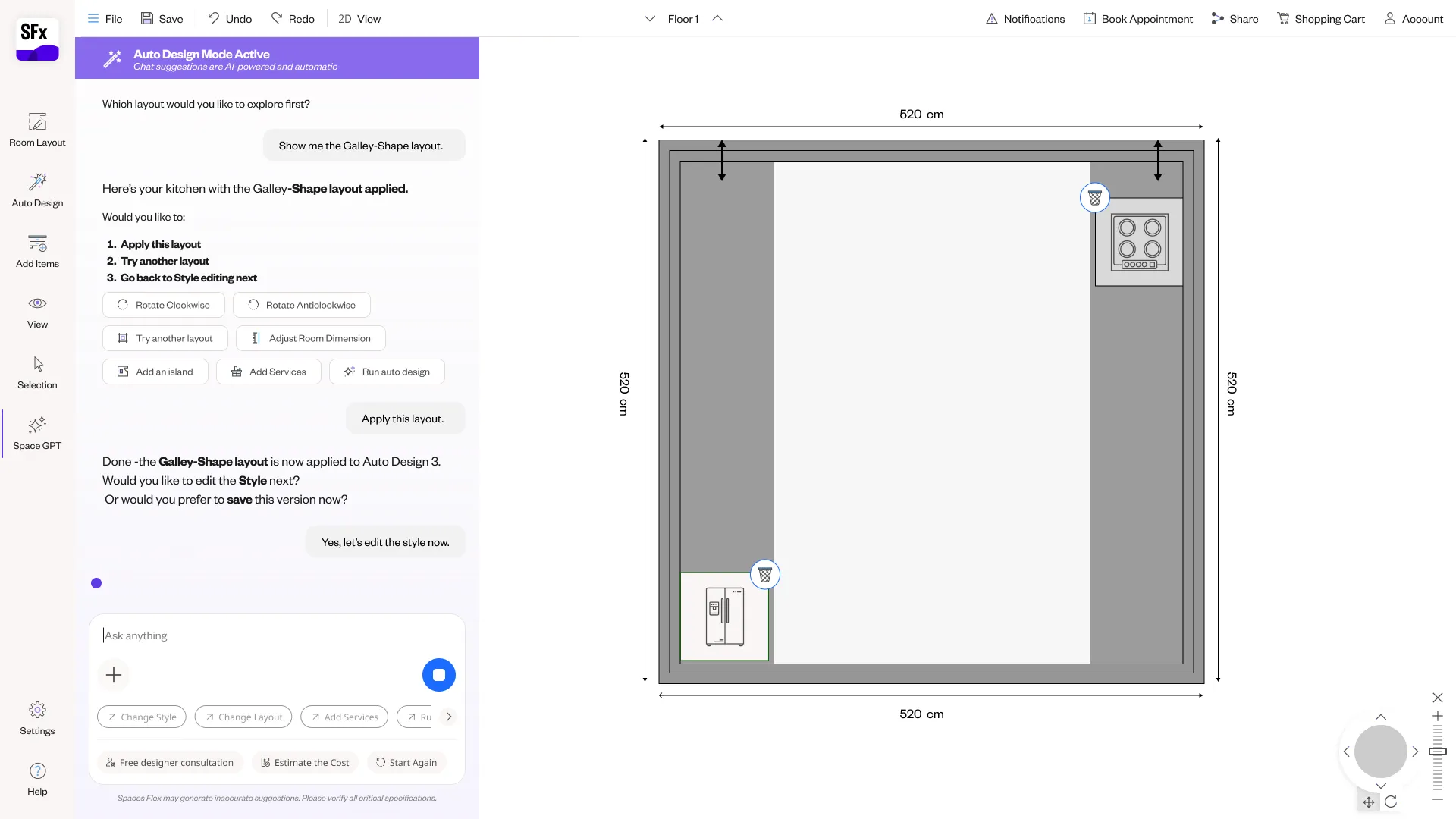 Spaces Flex NLP planner — screen 69.