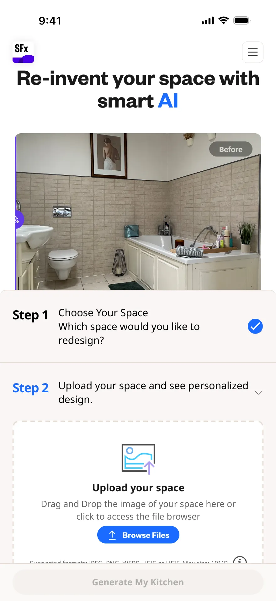 Reinvent Your Space mobile — screen 2.
