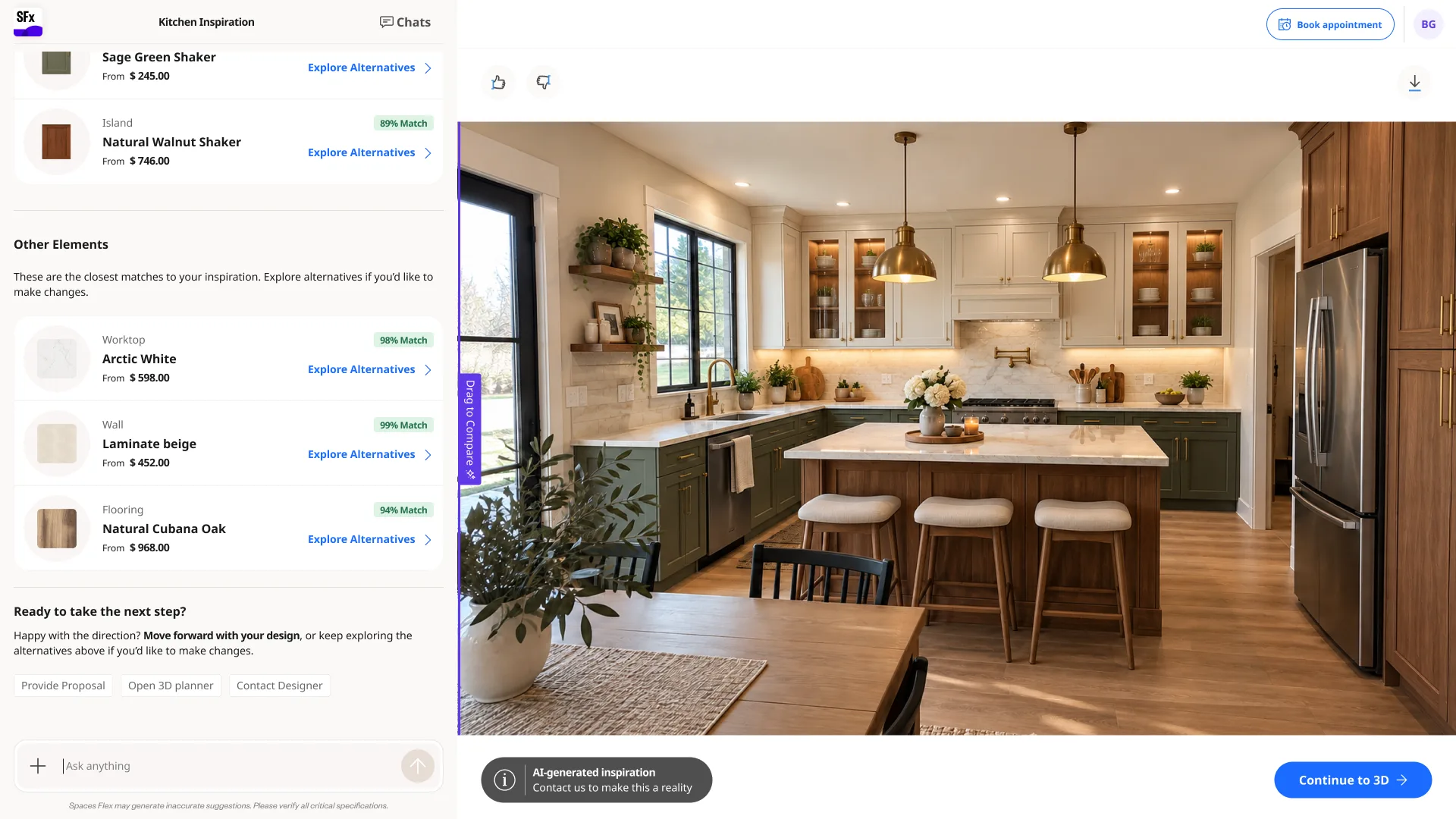 Catalog-matched items with prices.
