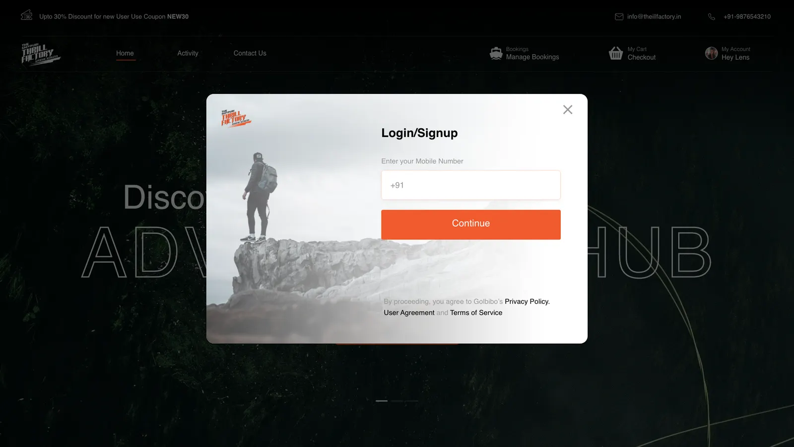 Login — phone and OTP.