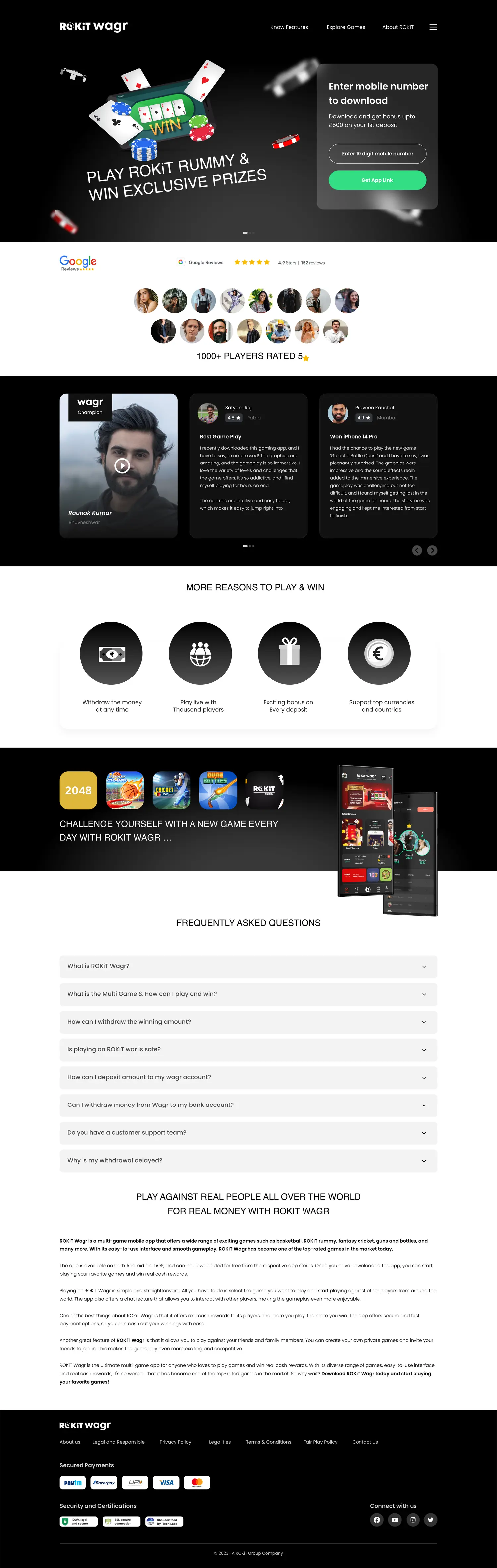 Wagr marketing site — screen 2.