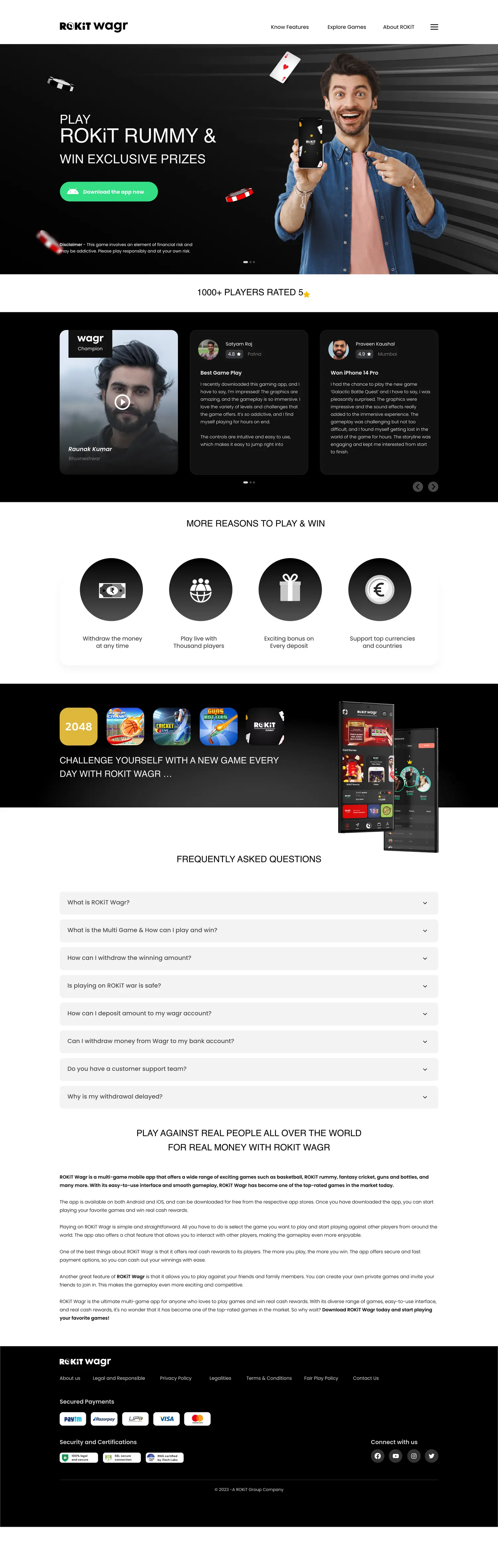 Wagr marketing site — screen 3.