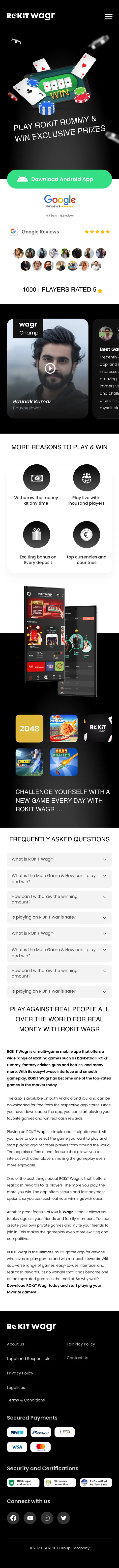 Wagr mobile site — screen 2.